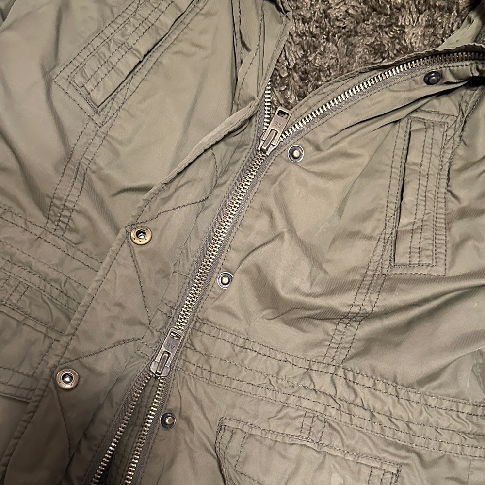 American Eagle Olive Green Fur-Lined Parka Jacket - Picture 2 of 8
